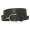 Black Leather Belt with Brass English Spur Buckle - 1 in